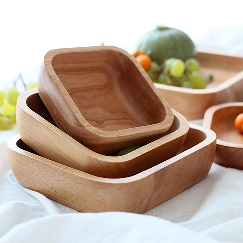 Meal Prep Bowl - 1 adet kare ahşap kase 4