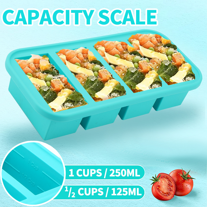 Meal Prep Template - 4 Kapaklı Silikon Dondurucu Kalıpları -