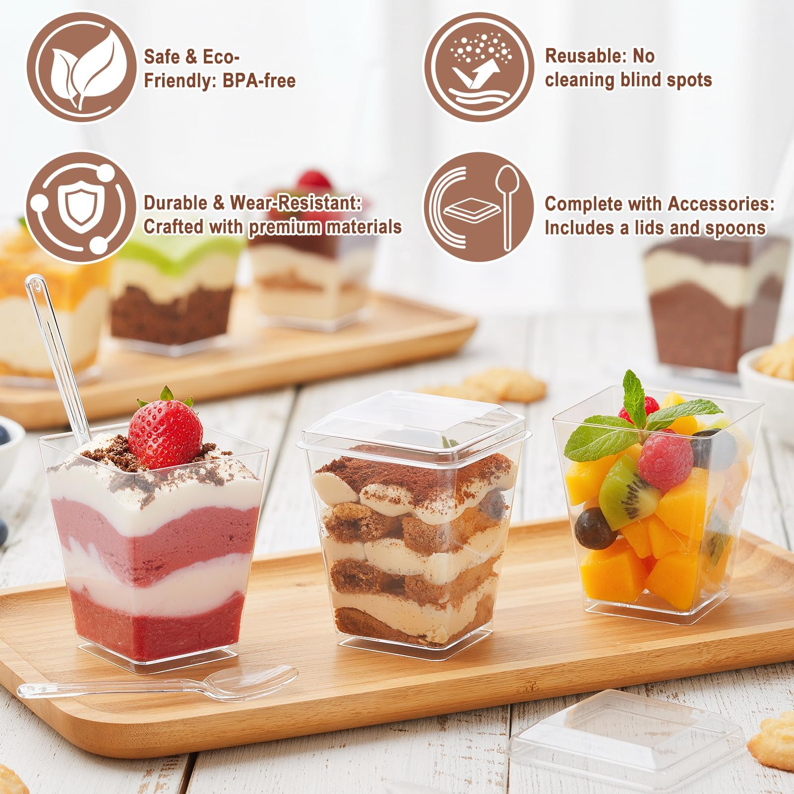 50 Adet 5 Oz Kare Şeffaf Plast - Meal Prep Template incelemesi ve fiyatı