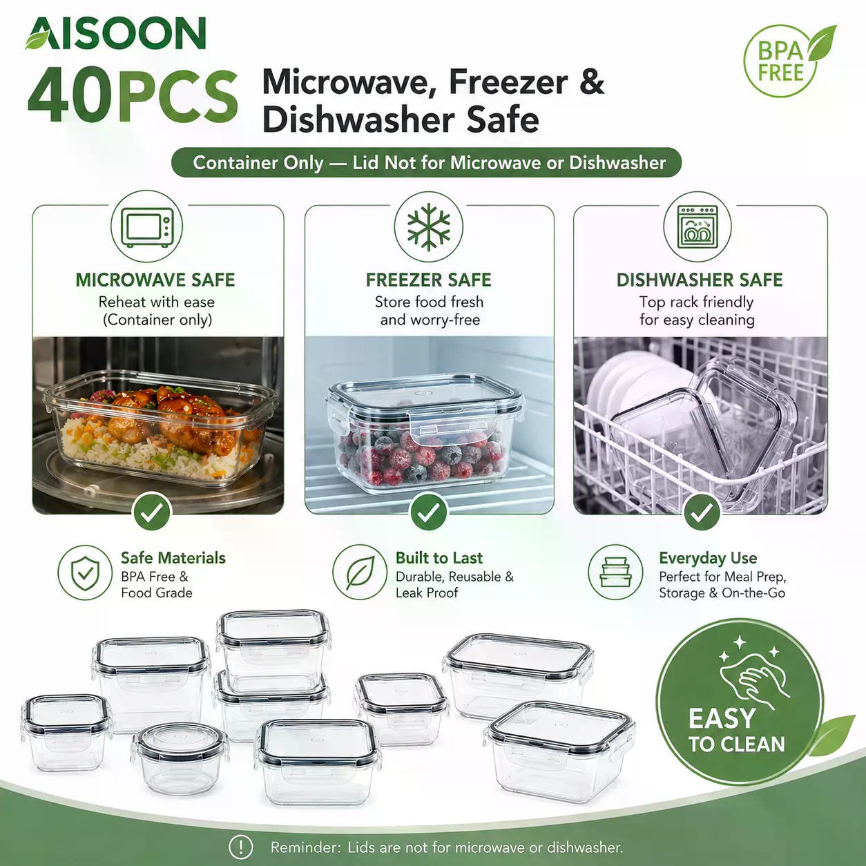 40 Parça Ekstra Büyük 85oz Sil - Meal Prep Kitchen incelemesi ve fiyatı
